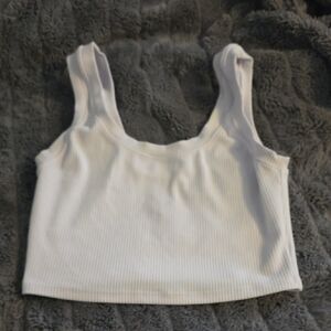 ALO Yoga White Sleeveless Ribbed Crop Top